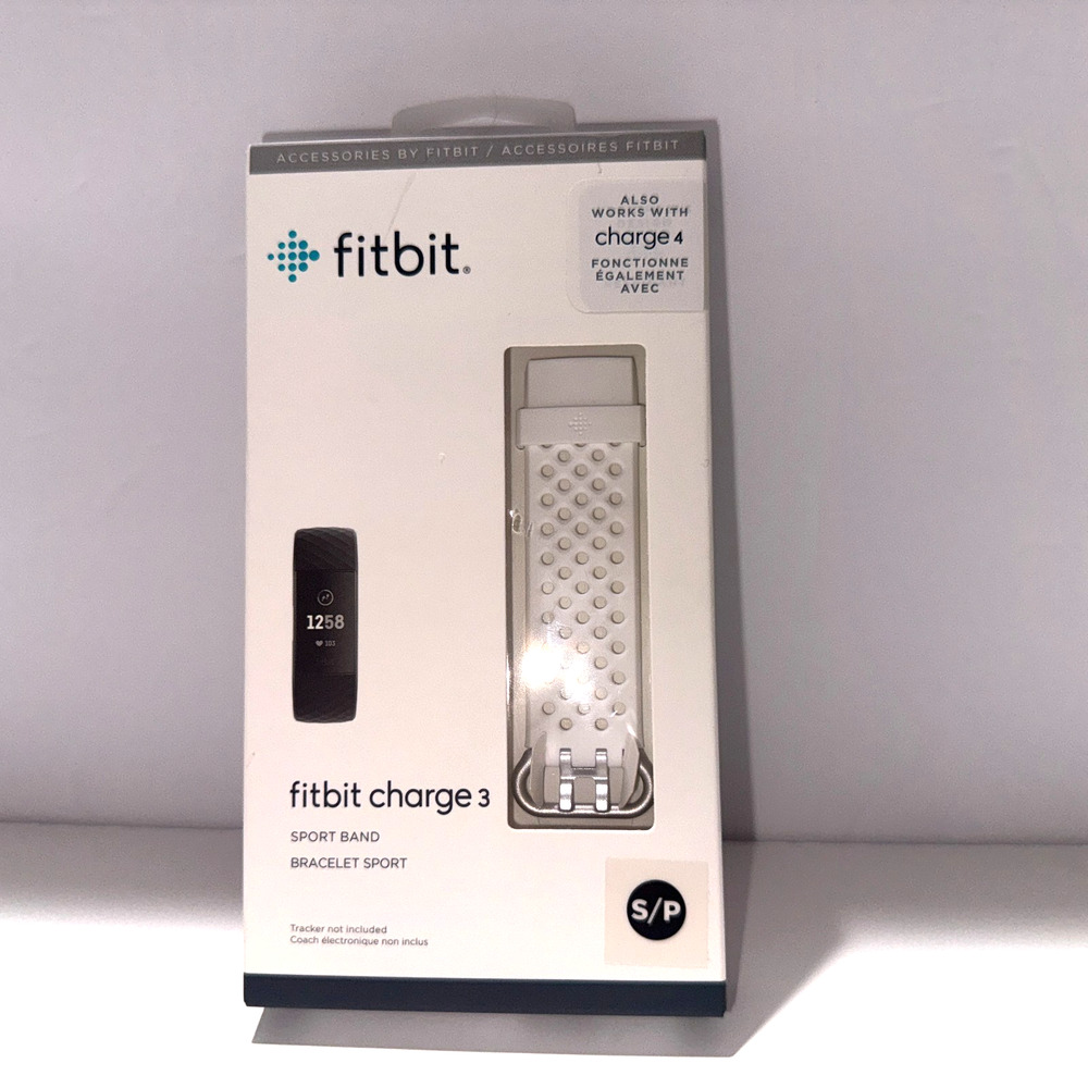 Fitbit Charge 3 & 4 Sport Band Small White Perforated Silicone Official OEM NIB